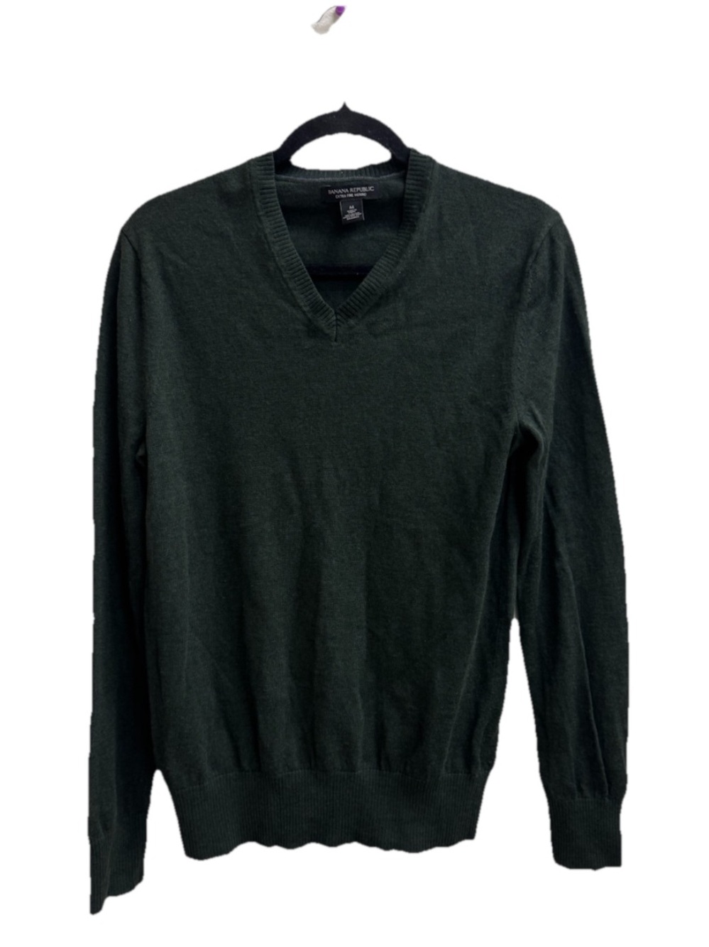 Banana Republic Merino Wool Sweater M Minimalist 100% Wool Green V-Neck